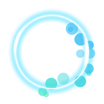 Radiant Circle Overlay with Blue Light Orbs png