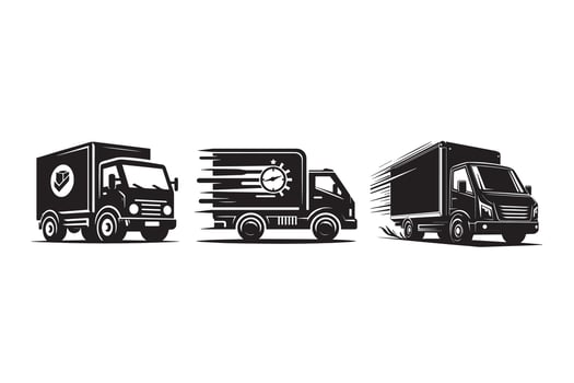 Fast shipping delivery truck silhouette Illustration vector