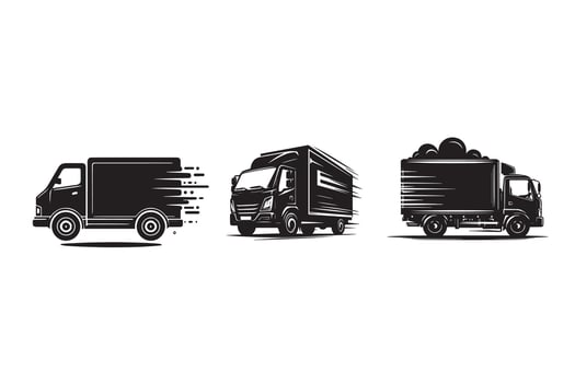 Fast shipping delivery truck silhouette vector