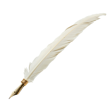 white quill pen isolate on transparency background png