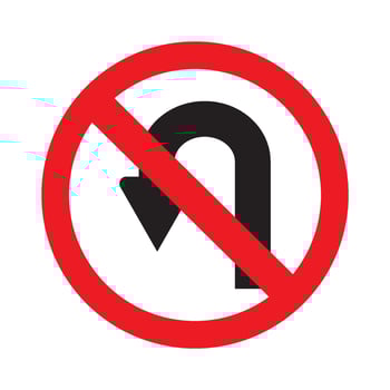 U-turn prohibition traffic symbol vector