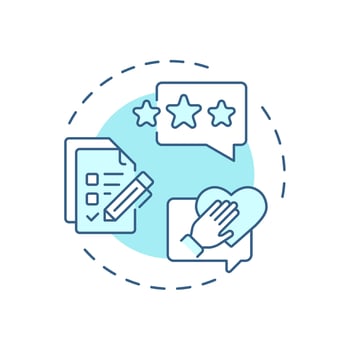 Explicit feedback soft blue concept icon. User preferences, data management. Service rating. Round shape line illustration. Abstract idea. Graphic design. Easy to use article, blog post vector