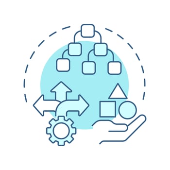 Diversity soft blue concept icon. Data management, filtering. Methodology algorithms, technology. Round shape line illustration. Abstract idea. Graphic design. Easy to use article, blog post vector