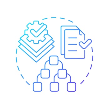 Hierarchical sop blue gradient concept icon. Hierarchy structure, compliance guidelines. Round shape line illustration. Abstract idea. Graphic design. Easy to use in infographic, presentation vector