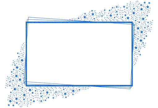 Beautiful Blue Rectangle Frame With Blue Glitter Stars png