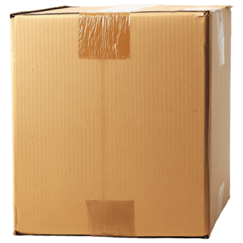 A brown cardboard box with tape on it png