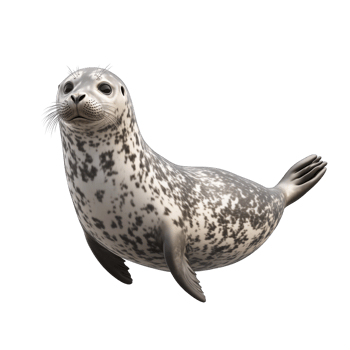 Adorable seal with spotted fur swimming gracefully in clear water, captured in stunning detail. isolated on transparent background. png