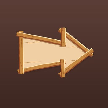 Wooden sign with frame, arrow shape vector