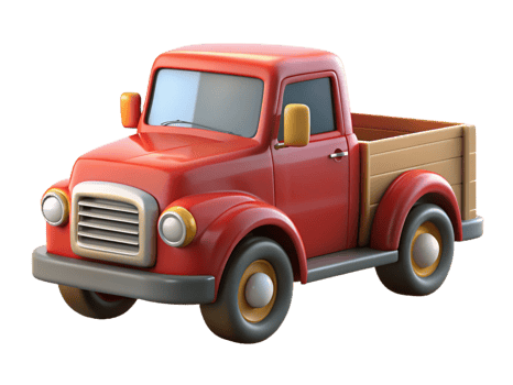 3d red and brown farmer pick up truck icon png