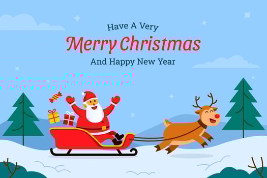 Red Nose Deer and Santa Snow Sledding vector