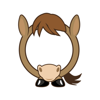 Round horse frame, cartoon avatar for ui games. Empty animal frame for your kids decor, print or stickers. png