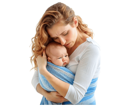 Loving mother holding her baby in a tender embrace png