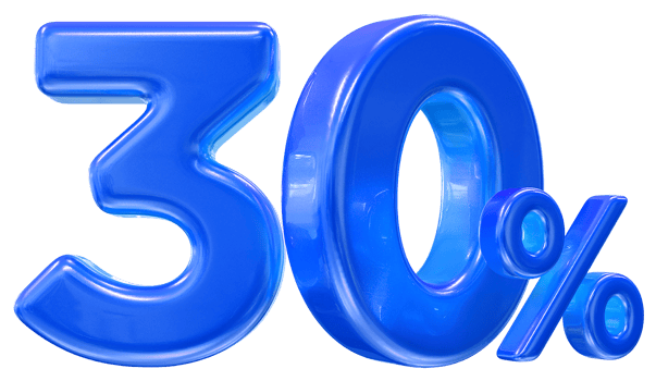 30 percent blue offer in 3d png