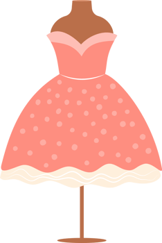 Mannequin with pink women evening dress png