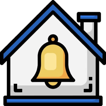 A house with a bell and a bell icon vector