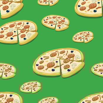 Seamless pattern background pizza hand drawn illustration vector