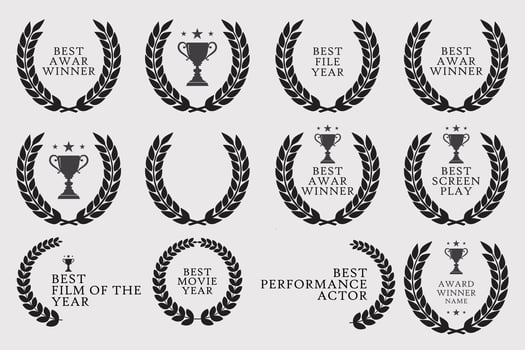 Black Laurel Set Wreath Award Design vector