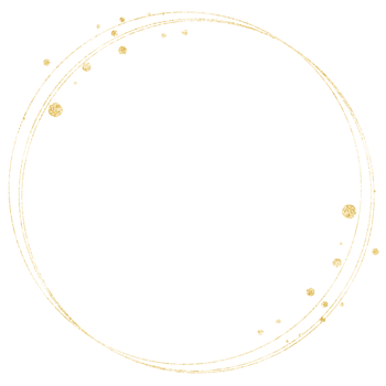 Glittery gold circle frame on a transparent background png