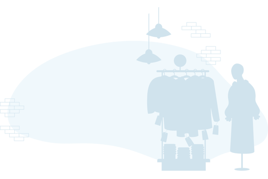 Silhouette of store rack with clothes and female mannequin in dress png