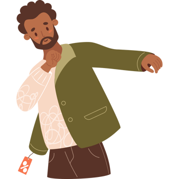 Bearded ethnic Man tries on business jacket at sale png