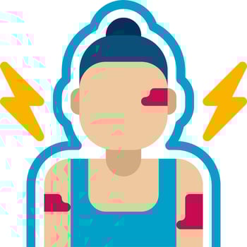 A woman with a red and blue patch on her chest vector