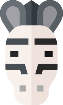 A cartoon zebra head with a black and white striped face vector