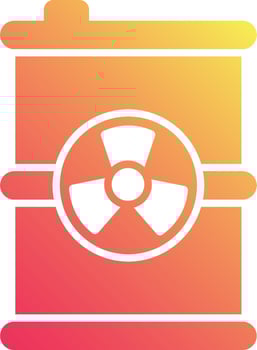 A battery icon with a radiation symbol vector