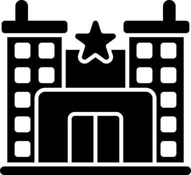 A black and white image of a building with a star on top vector