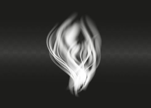 Illustration of white smoke isolated on black background. vector