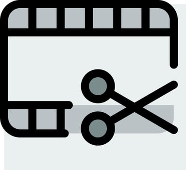 A scissors and a film strip icon vector