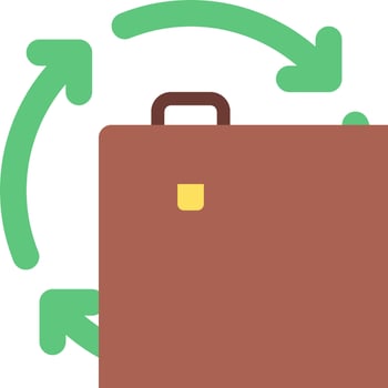 A suitcase with arrows around it vector