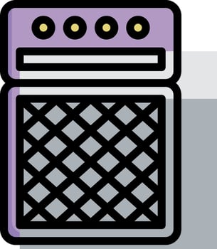 A purple oven icon with a black and white background vector