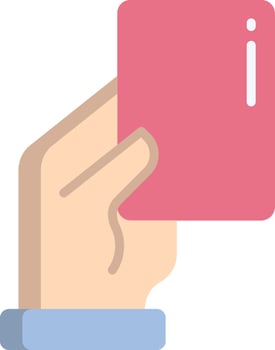 A hand holding a pink card vector