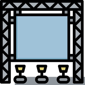 Stage with chairs and a screen icon vector