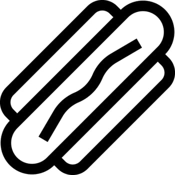 A black and white hot dog icon vector
