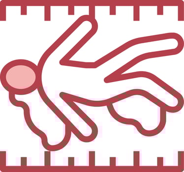 A red and white icon of a person laying on a football vector