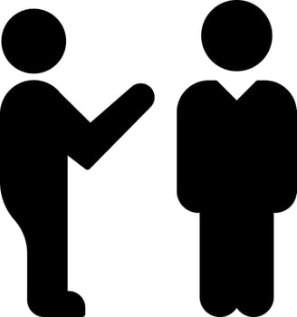 A black and white silhouette of two people talking vector
