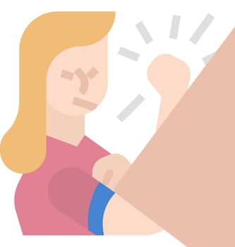 A woman is holding a sign that says i am strong vector