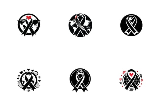 A set of black and white ribbon icons vector