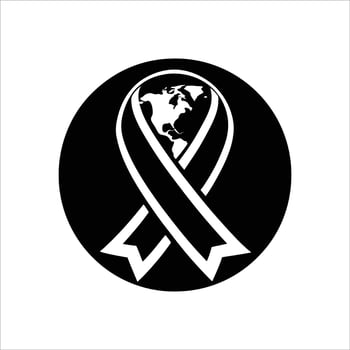 World cancer day logo black and white illustration vector