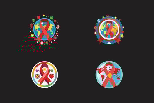 Four different red ribbon icons on a black background vector