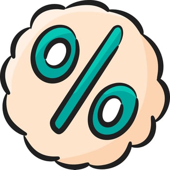 Percentage icon in cartoon style illustration vector