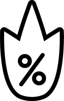 A black and white logo of a fire with a percentage sign vector