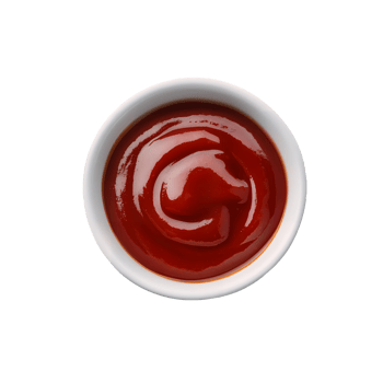 Ketchup Sauce in White Bowl Top View Isolated on Transparent Background png