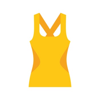 Yellow sleeveless sports top with crossed straps icon showing clothes for fitness vector