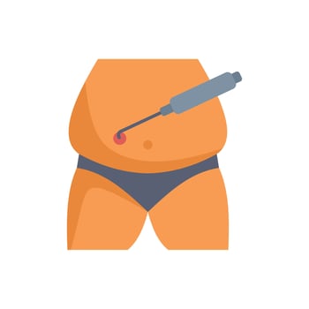 Doctor performing liposuction surgery on patient abdomen vector