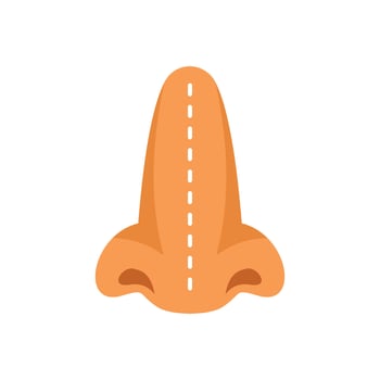 Illustration of a nose with a dotted line, symbolizing planned rhinoplasty vector