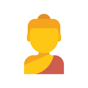 Buddhist monk wearing kasaya robe meditating flat icon design vector