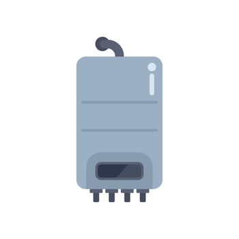 Home gas boiler heating water using natural gas supply vector