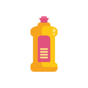 Yellow plastic bottle containing cleaning product with pink label vector